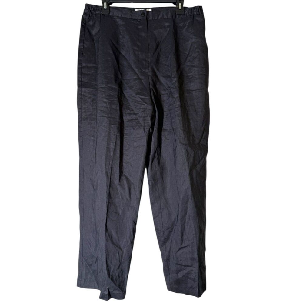Lino USA Black 100% Linen Straight Leg Pants Womens Sz 1X Breathable Beachy